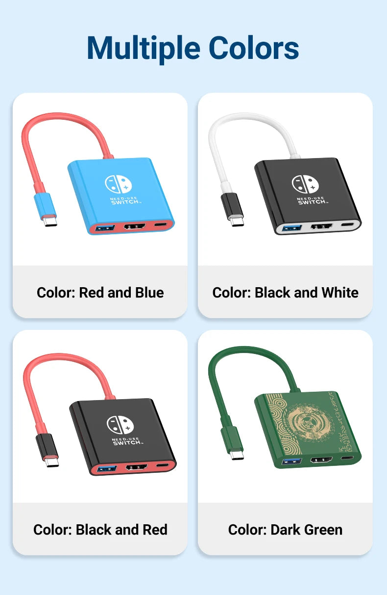 Portable Game Docking Station TYPE-C Hub with HDMI and USB 3.0 Perfect for Travel and Gaming