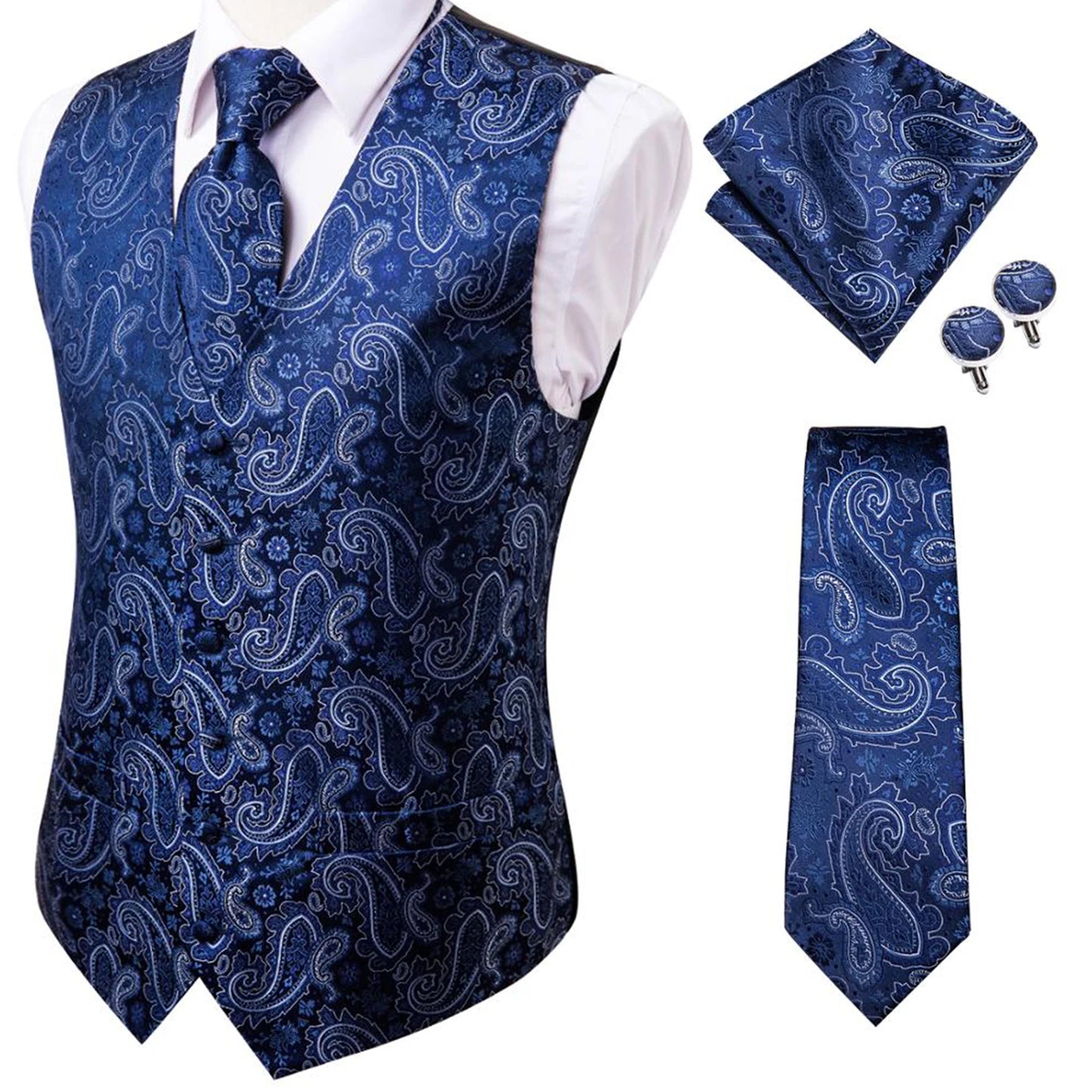 Gilet Cravate Hi-Tie Soie 4 Pieces