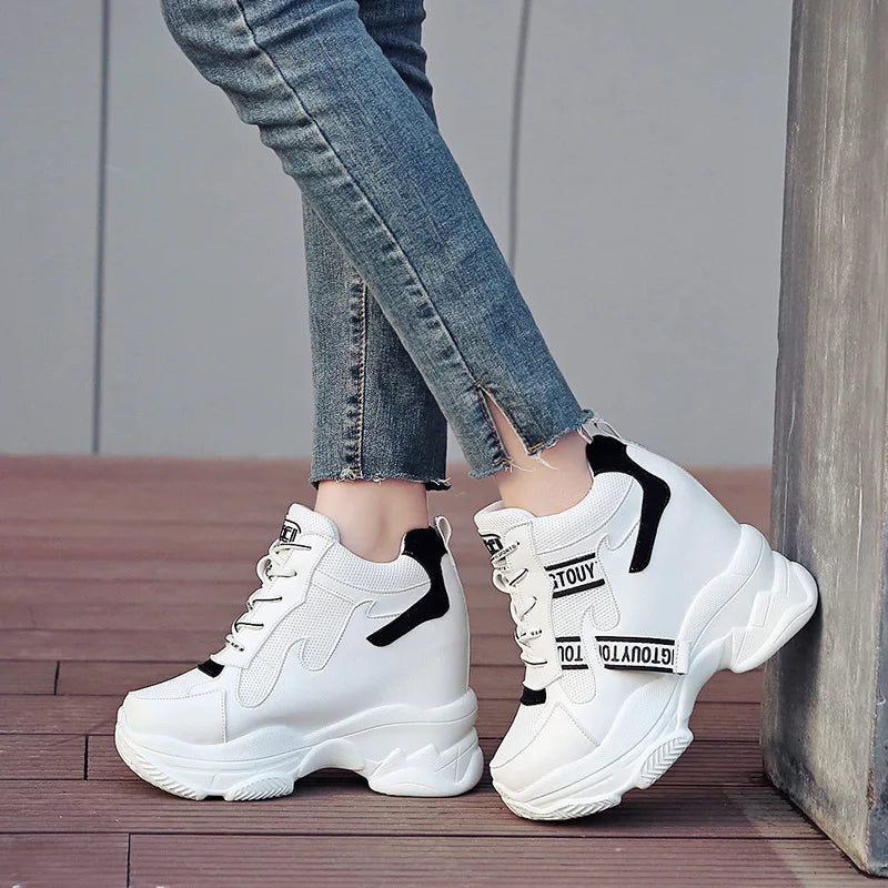 Hot Sales Trendy Shoes Women High Top Sneakers Women Platform Ankle Boots Basket Femme Chaussures Femmes Height Increase Sneaker