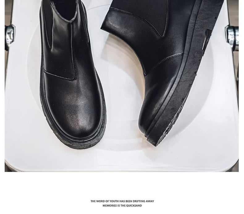 2025 Spring New Chelsea Men's Boots Platform Elevating Shoes, Men's Anti-slip Wear-resistant Outdoor Boots