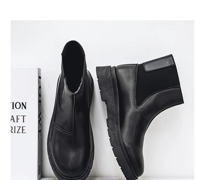 2025 Spring New Chelsea Men's Boots Platform Elevating Shoes, Men's Anti-slip Wear-resistant Outdoor Boots