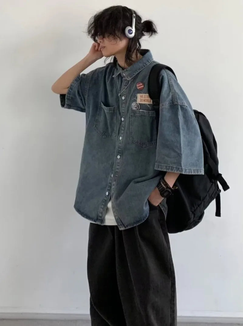 Ensemble Denim Harajuku Chemise Jean Retro