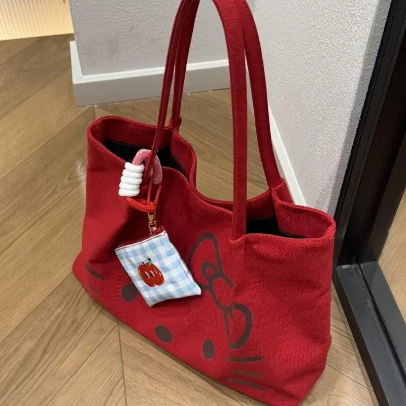 Sac Hello Kitty Toile Rouge Grande Capacité
