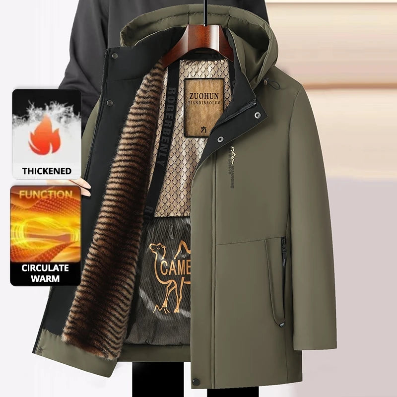 Parka Luxe Fleece Camel Homme Hiver