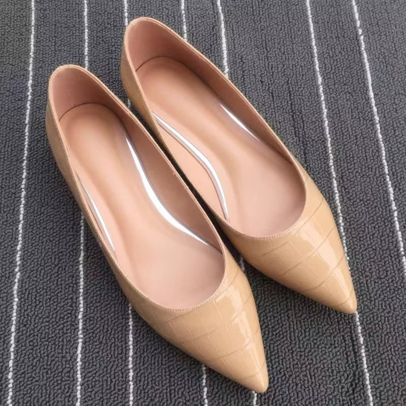 Flat Shoes For Women 2026 Null Ballerine Patent Leather Femmes Black Khaki Wide Fits Moccasines 48-32 29cm American And British