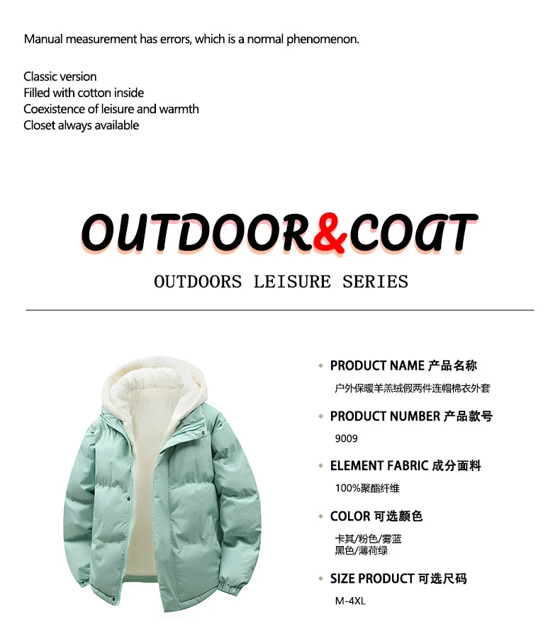 Parka Homme Agneau Fleece Faux 2 Pieces