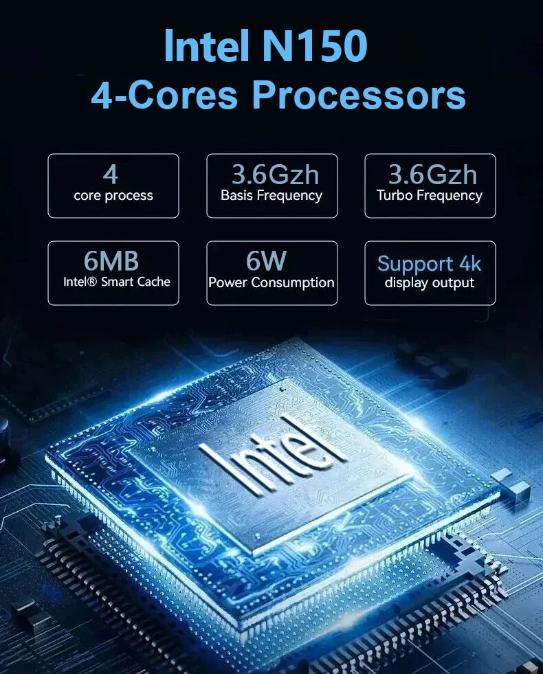 Portable Mini PC Windows 11 Intel N150 Desktop Computer 16GB 32GB RAM 1TB 2TB SSD WIFI6 BT5.2 Ultra Small Pocket PC gamer office