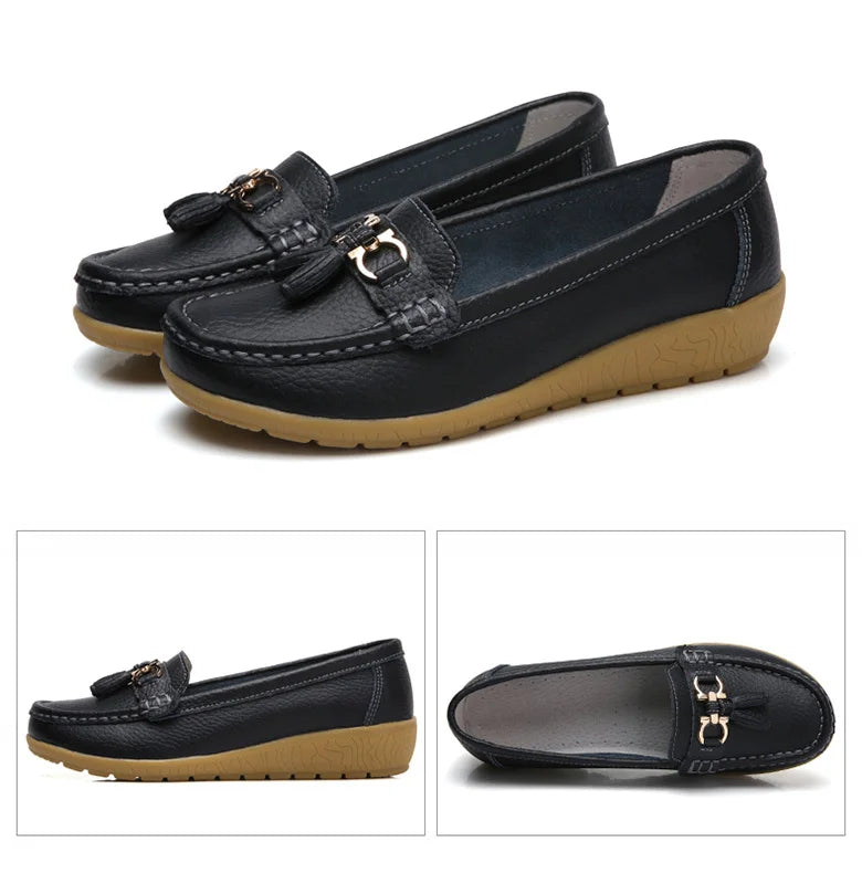 Woman Shoes Low Heels Casual Shoes Women's Loafers Slip On Flat Shoes Mocassins Femmes Comfortable Footwear Women Flats White