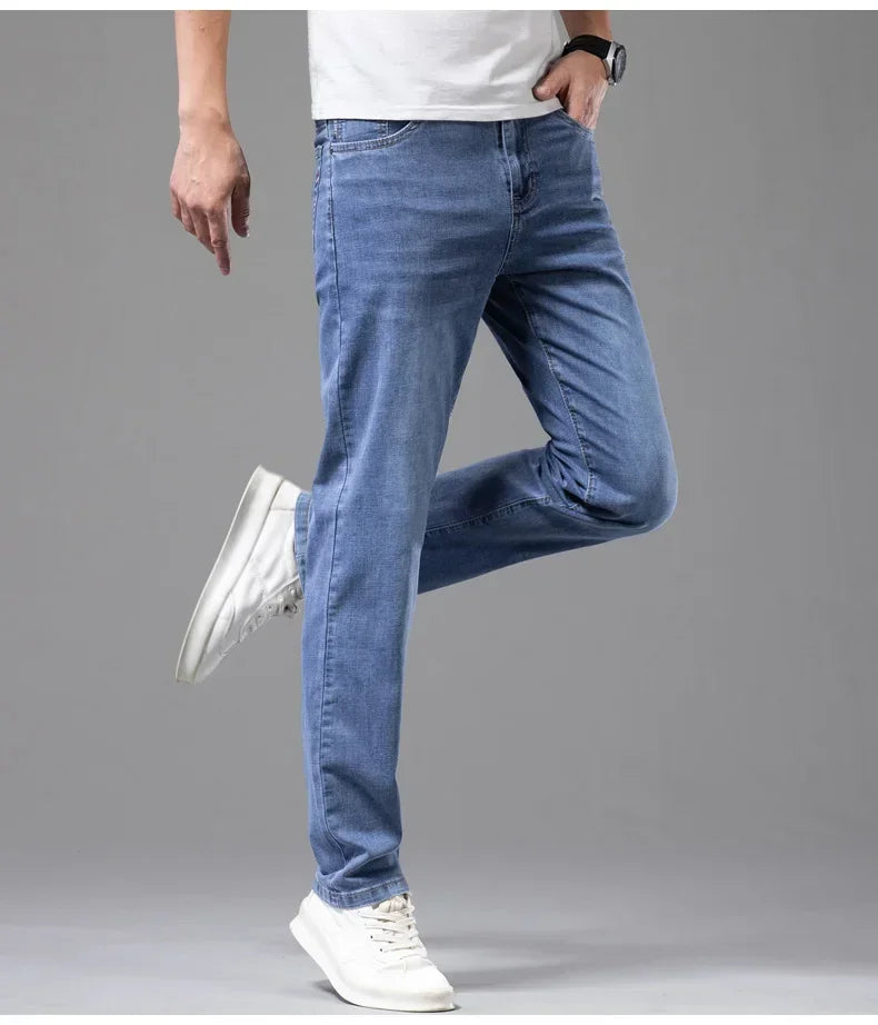 Jean Homme Leger Coton Stretch Gris Clair