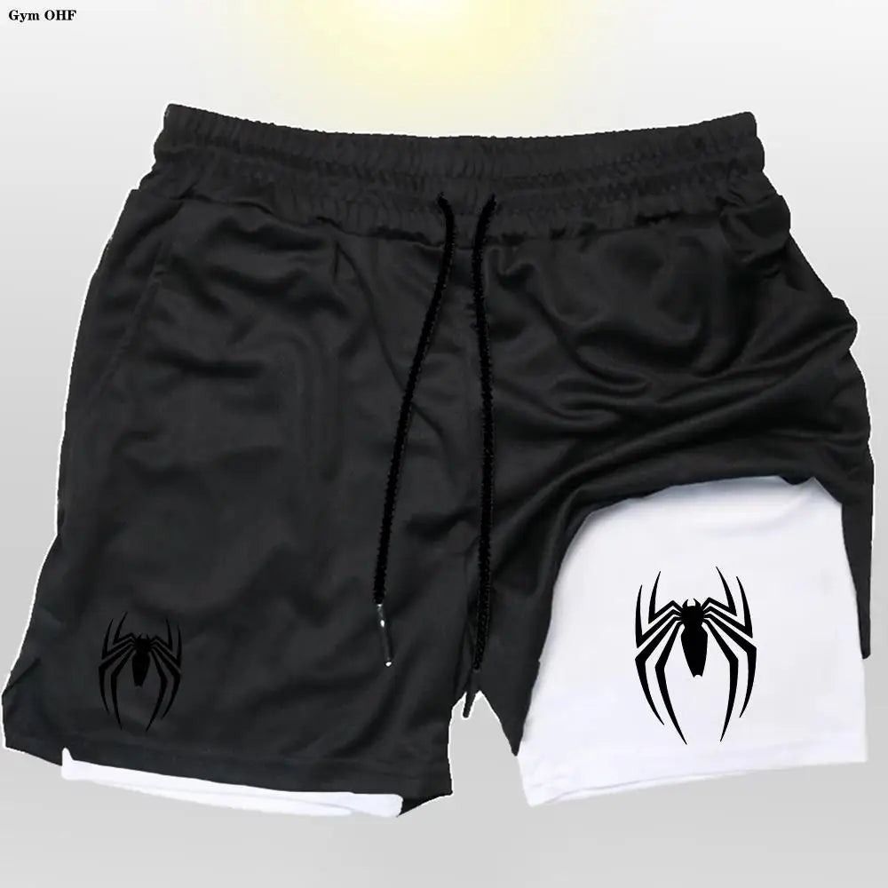 Sport Shorts Men 2099 Spider Sportswear Double-Deck Running Shorts 2 In 1 Beach Bottoms Summer Gym Fitness Training Short Pants