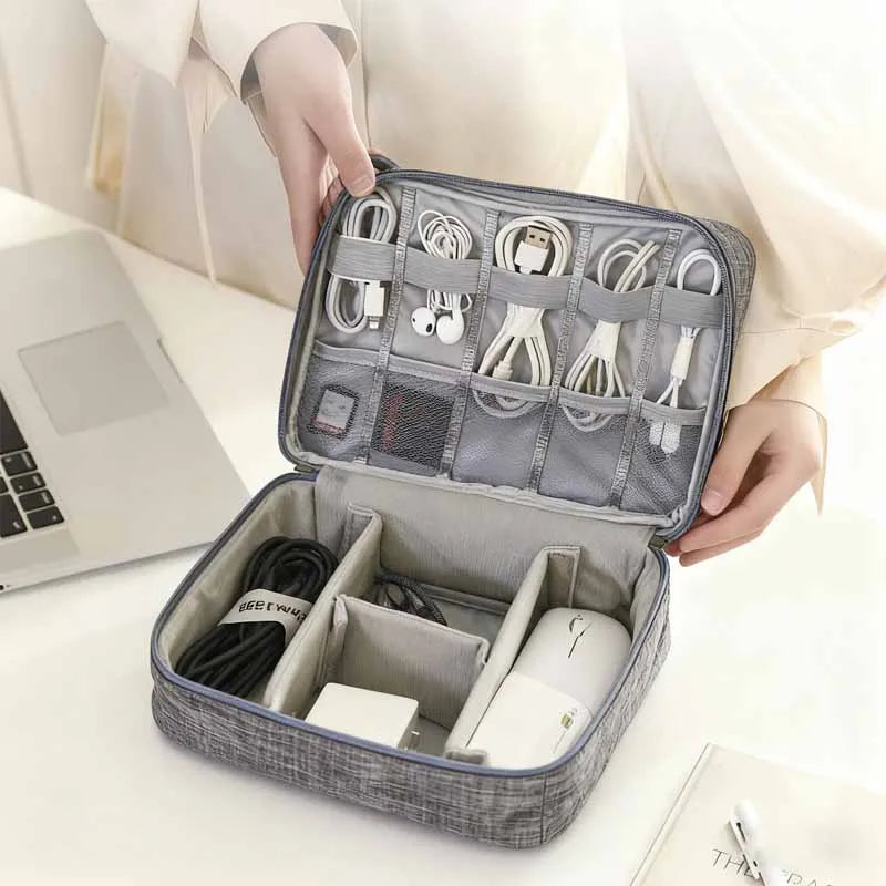 1/Ppcs Electronic Product Storage Bag Waterproof Electronic Storage Bag Portable USB Data Cable Charger Plug Storage Bag