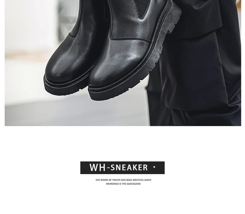 2025 Spring New Chelsea Men's Boots Platform Elevating Shoes, Men's Anti-slip Wear-resistant Outdoor Boots