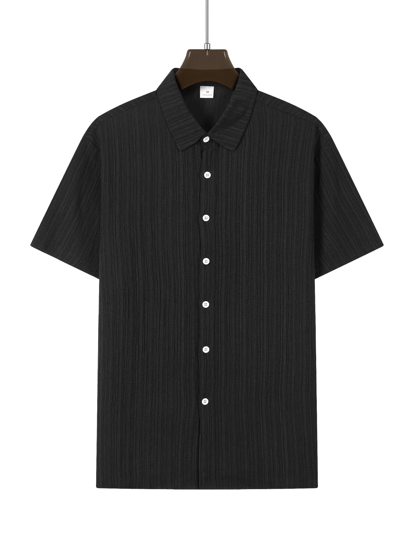 Chemise MC Coton Uni Col Rabattu Beach
