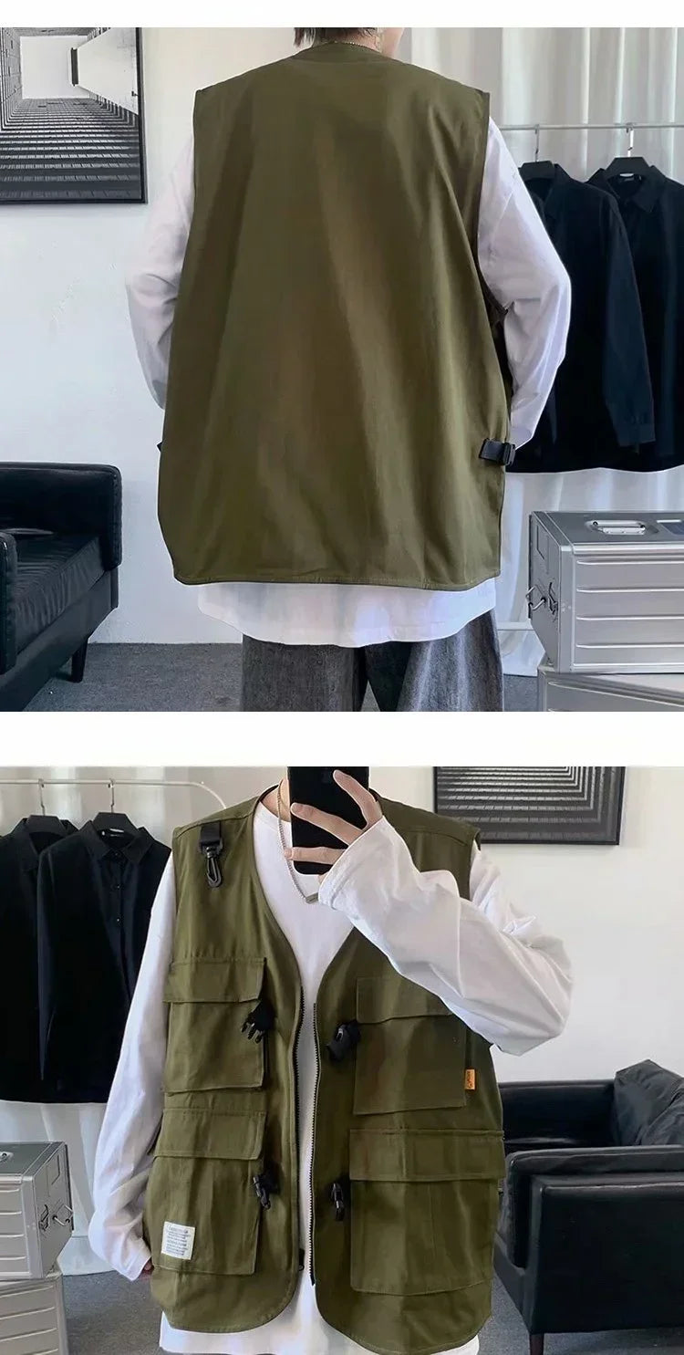 Techwear Vests Women Vintage Spring Autumn Coat Designed Couples All-match Sleeveless Outwear Japanese Harajuku Aesthetic Ins