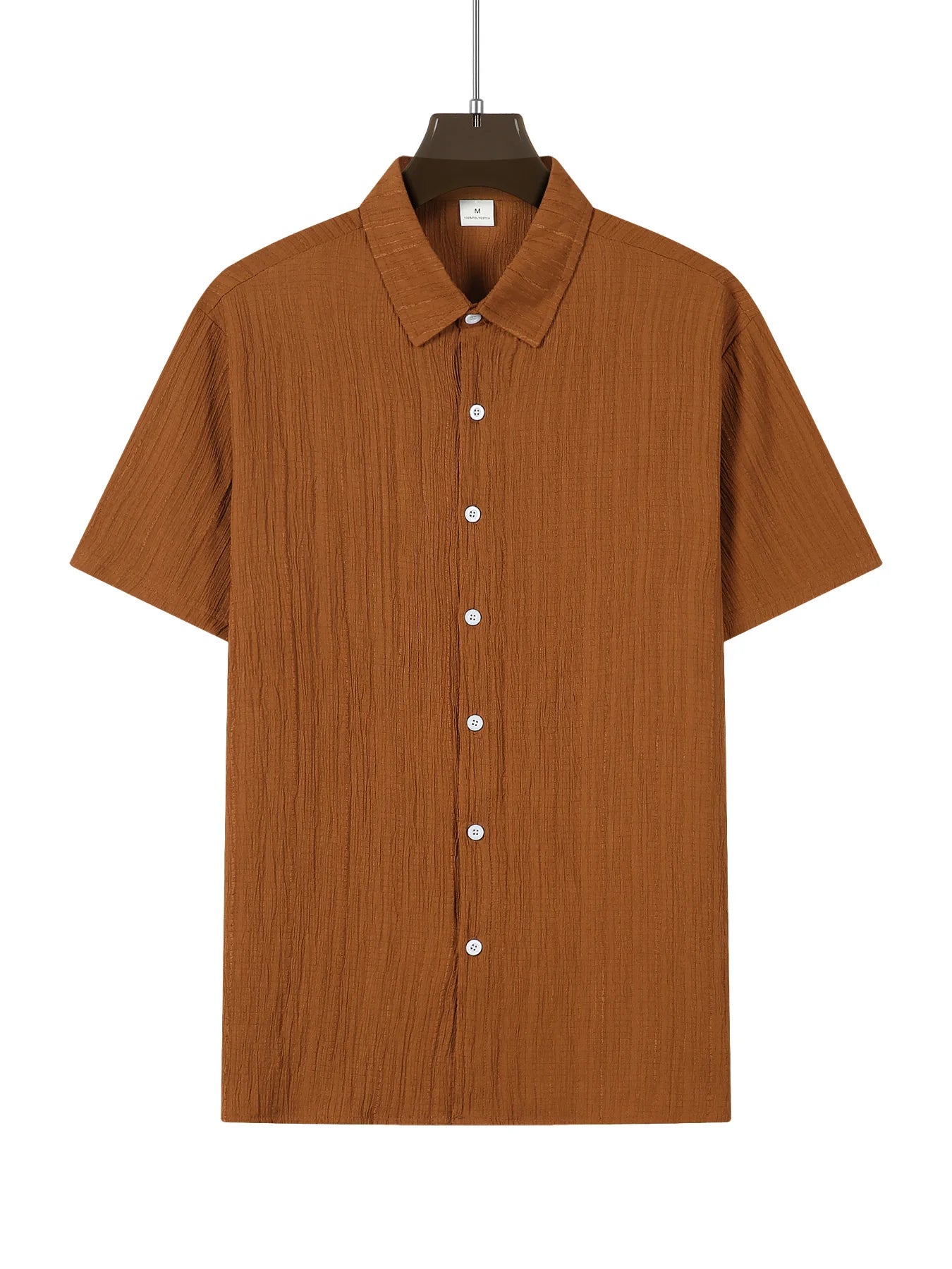 Chemise MC Coton Uni Col Rabattu Beach