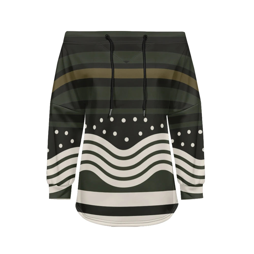 Sweat Off-Shoulder - Motifs Rayures & Pois