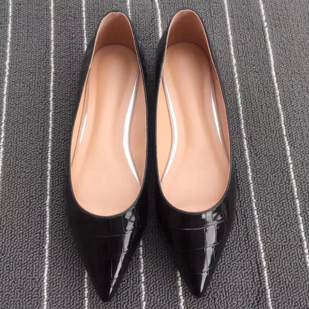 Flat Shoes For Women 2026 Null Ballerine Patent Leather Femmes Black Khaki Wide Fits Moccasines 48-32 29cm American And British