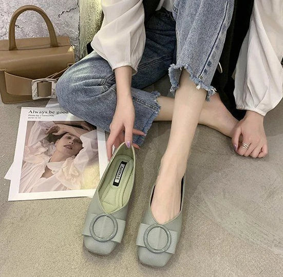 Shoes For Woman 2025 Flat Flats Women's Summer Footwear Low Heel Elegant Pointed Toe White On Promotion 39 Social Chic Point Hot