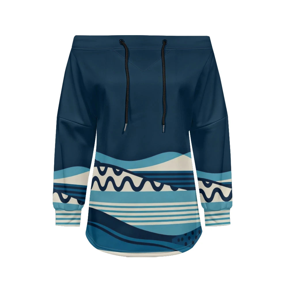 Sweat Off-Shoulder - Motifs Rayures & Pois