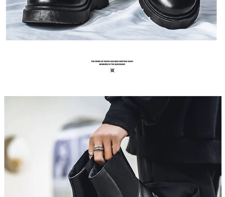 2025 Spring New Chelsea Men's Boots Platform Elevating Shoes, Men's Anti-slip Wear-resistant Outdoor Boots