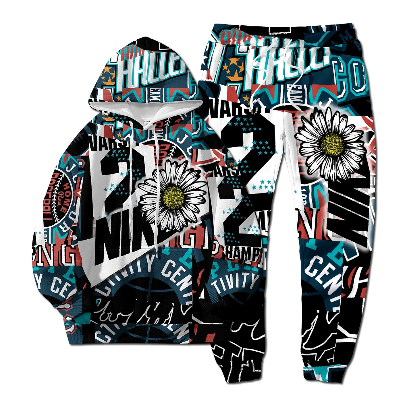 Ensemble Hoodie Pantalon 3D Digital Hip-Hop