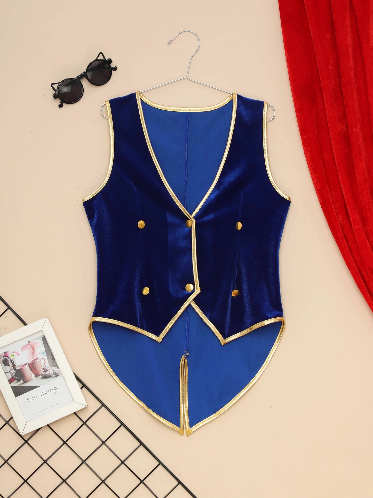 Velvet Vest Children Gentleman Tuxedo Vintage Victorian Steampunk Jacket Tailcoat Theme Party Medieval Costume Fancy Dress Up