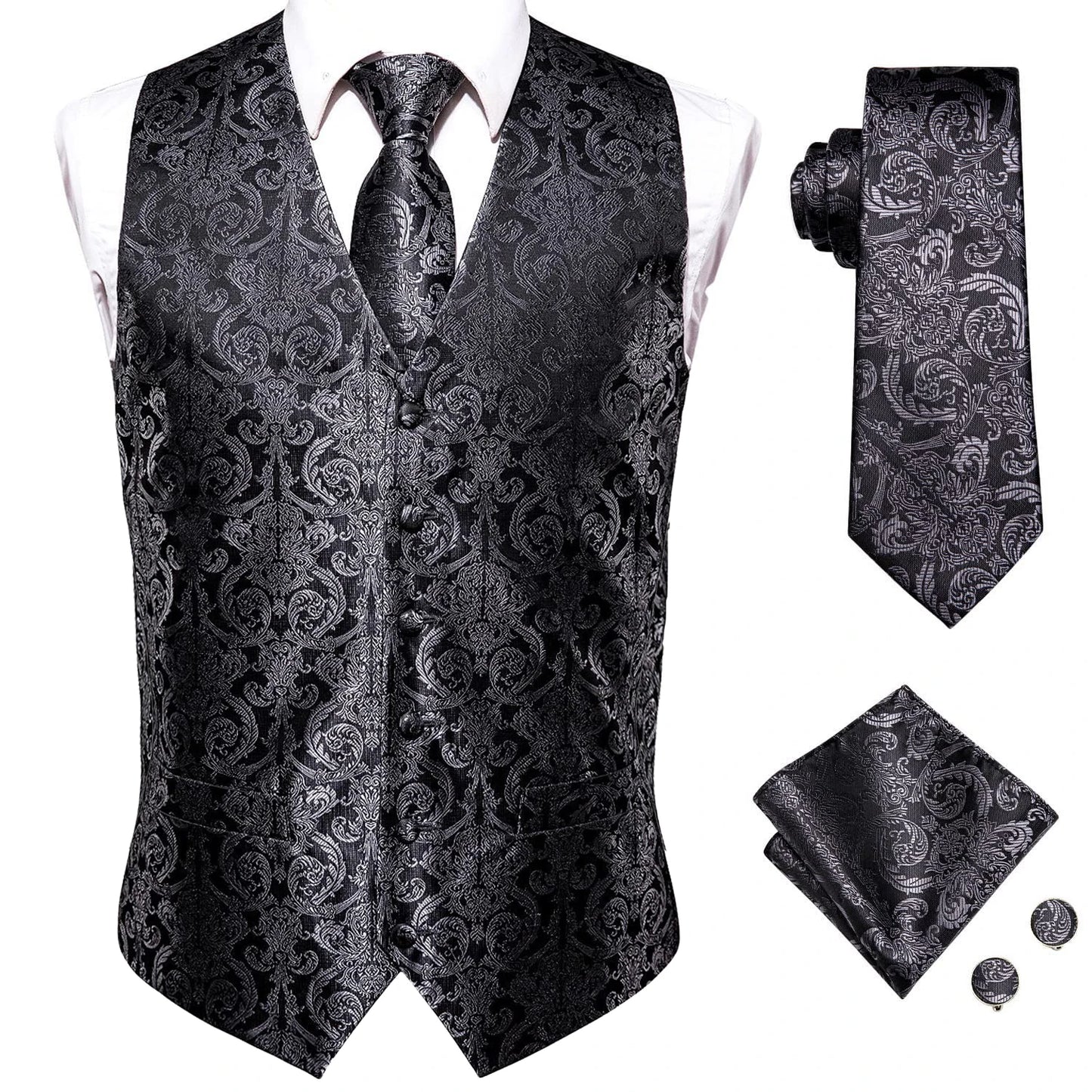 Gilet Cravate Hi-Tie Soie 4 Pieces
