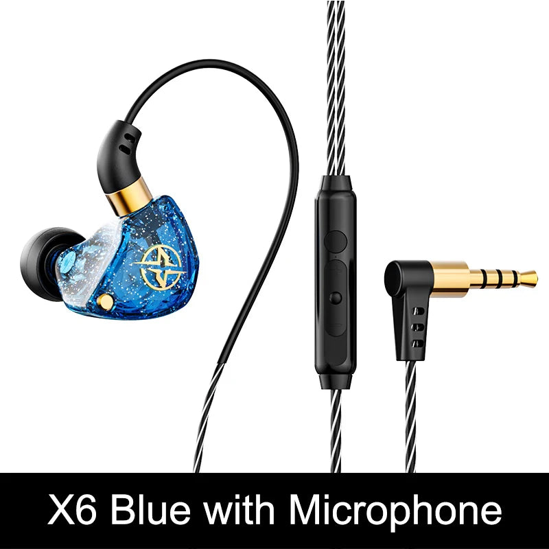 X6 3.5mm Wired Earphone Bass HiFi Headphones Stereo Girl Gift Music Earphones Musician Headset Gamer Earbuds for Huawei