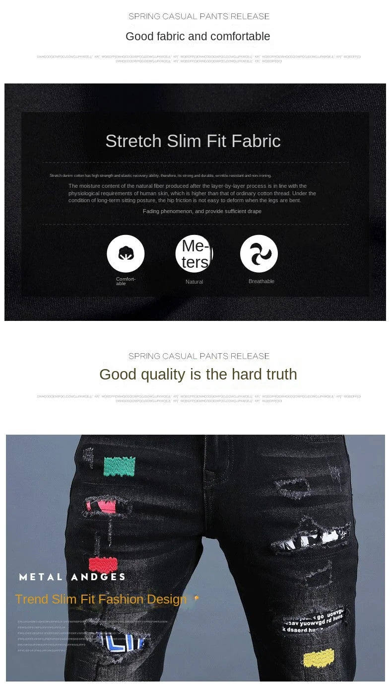 Jean Brode Patches Harajuku Slim Korean