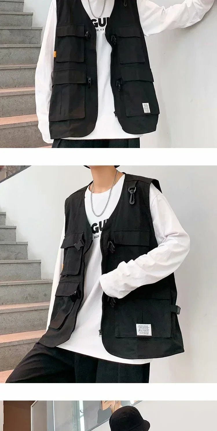 Techwear Vests Women Vintage Spring Autumn Coat Designed Couples All-match Sleeveless Outwear Japanese Harajuku Aesthetic Ins