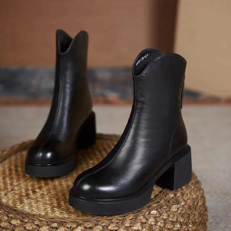 Women's Shoes Chelsea Boots Woman Winter 2025 Cute Trend Elastic Half Promotion Genuine Leather On Offer With High Quality New