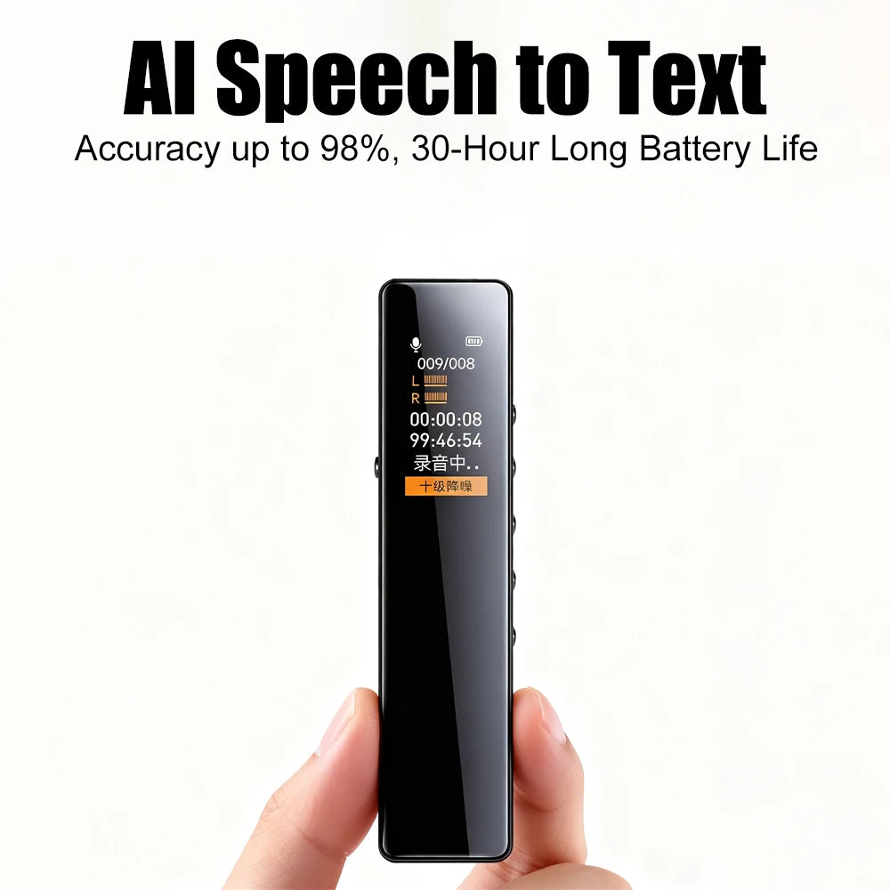 AI Digital Audio Recorder AI Voice to Text/Translation 98% Accuracy ChatGPT 72 Languages HD Noise Reduction Classroom Recording