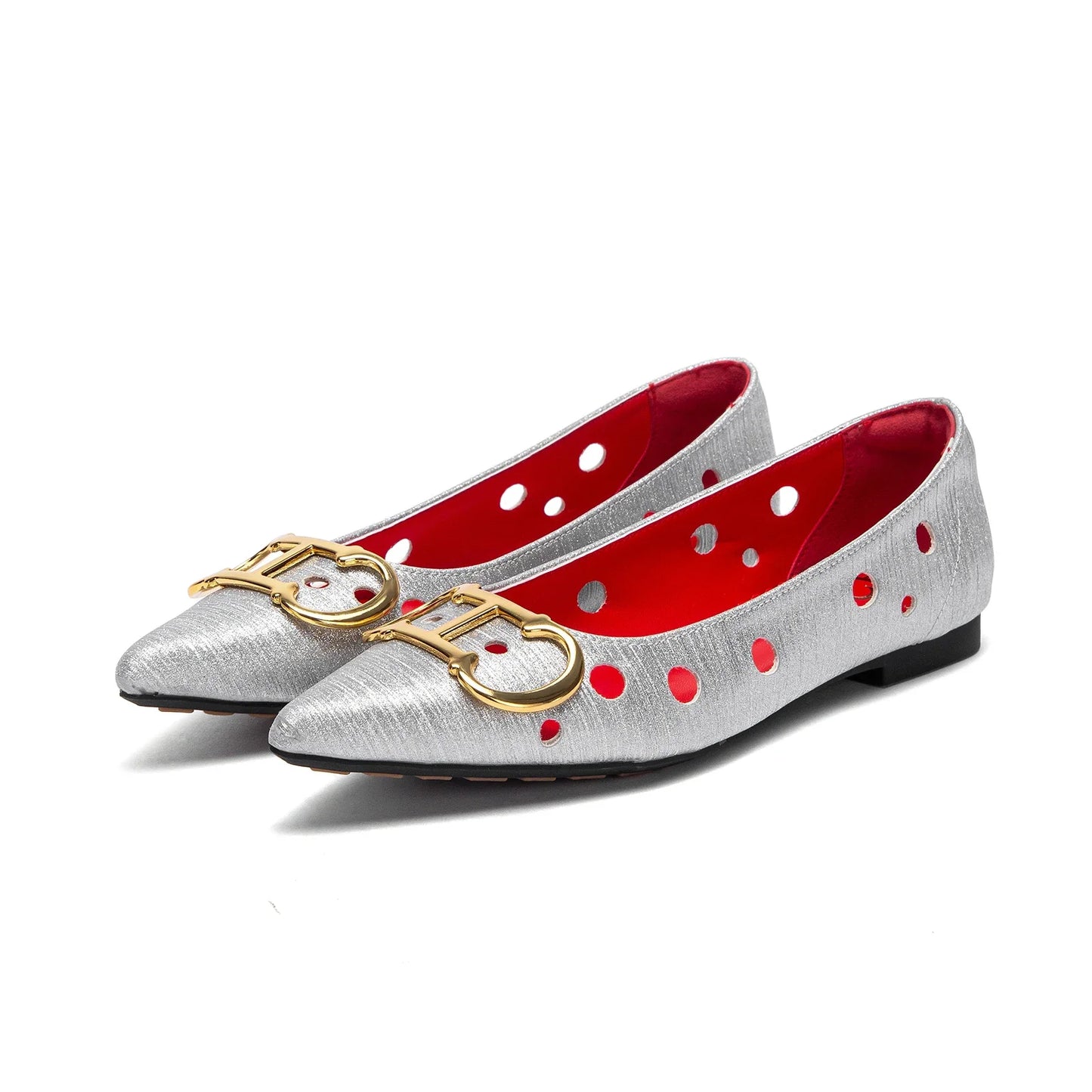 CHCH 2025 Women's Flat Shoes New Punching Design Pointed Woman Shoes Simple Anti slip