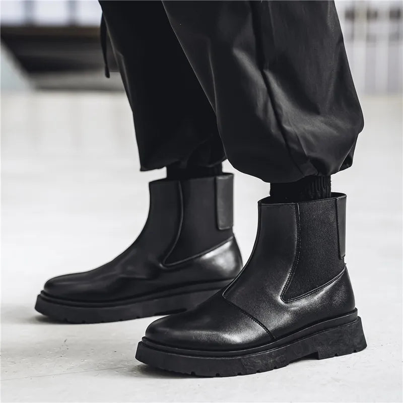 2025 Spring New Chelsea Men's Boots Platform Elevating Shoes, Men's Anti-slip Wear-resistant Outdoor Boots