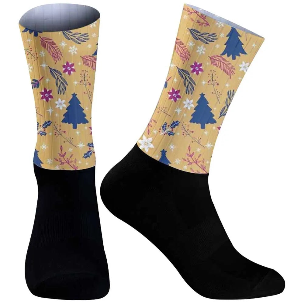 Sport christmas Socks  Outdoor Seamless Sports Cycling Socks New Anti High Slip Quality Breathable Road Bicycle Socks