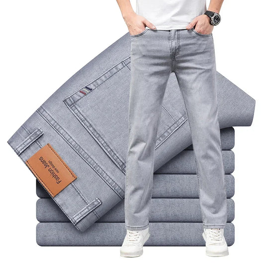 Jean Homme Leger Coton Stretch Gris Clair