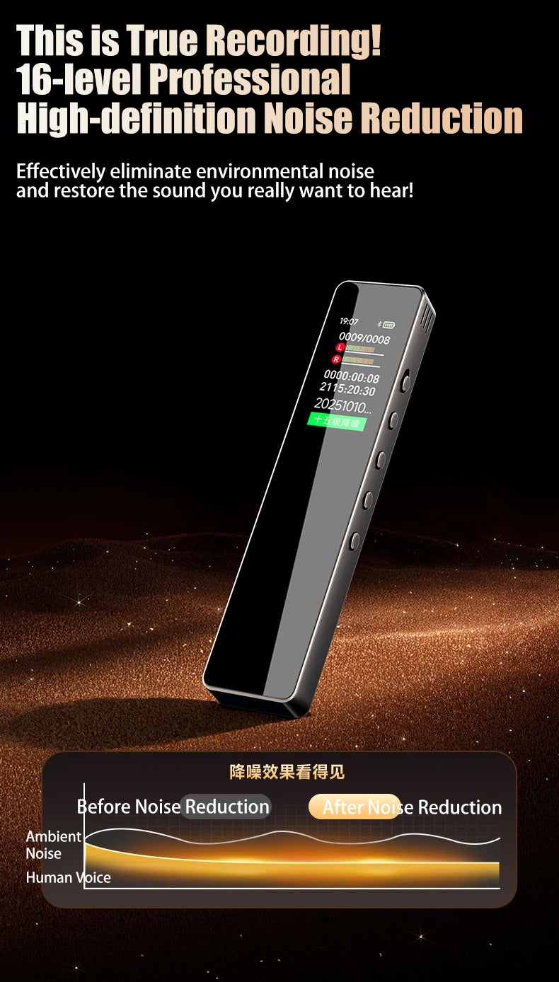 AI Digital Audio Recorder AI Voice to Text/Translation 98% Accuracy ChatGPT 72 Languages HD Noise Reduction Classroom Recording