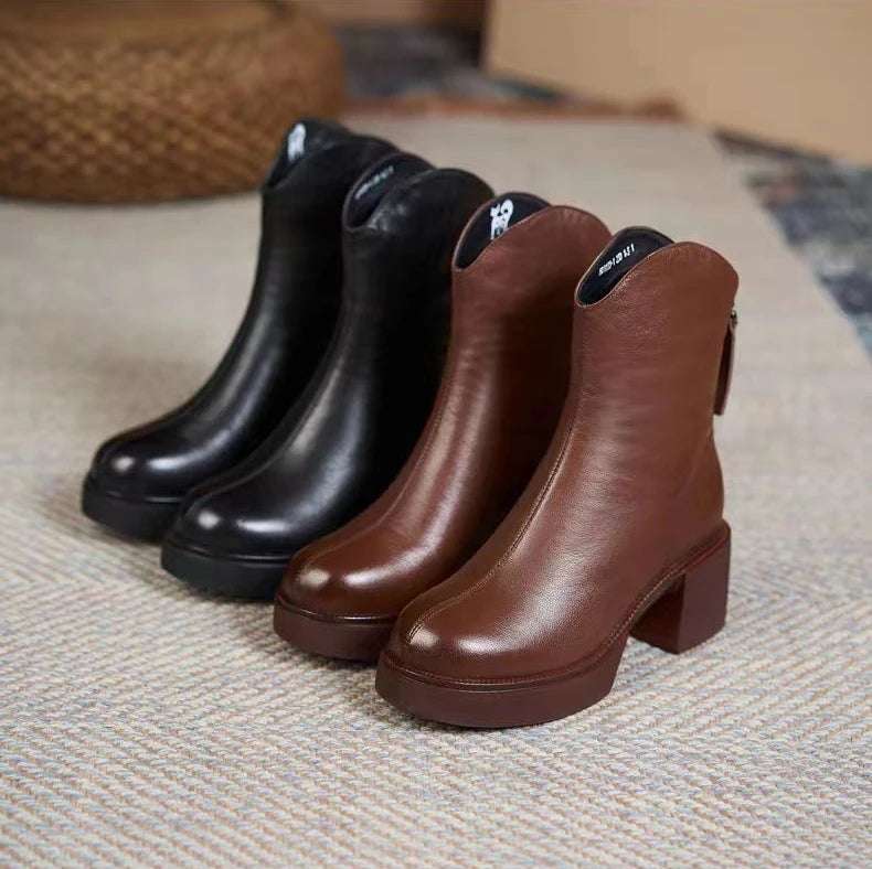 Women's Shoes Chelsea Boots Woman Winter 2025 Cute Trend Elastic Half Promotion Genuine Leather On Offer With High Quality New