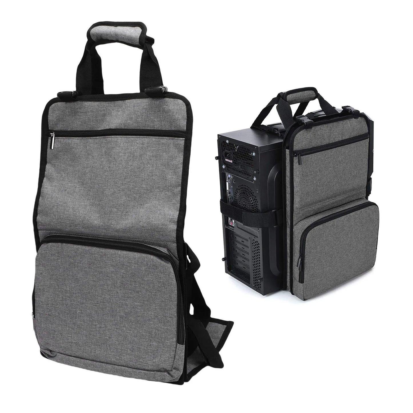 PC Tower Carrying Strap with Handle Desktop Carrying Case with Pockets for Keyboard Cable Computer Accessories Polyester