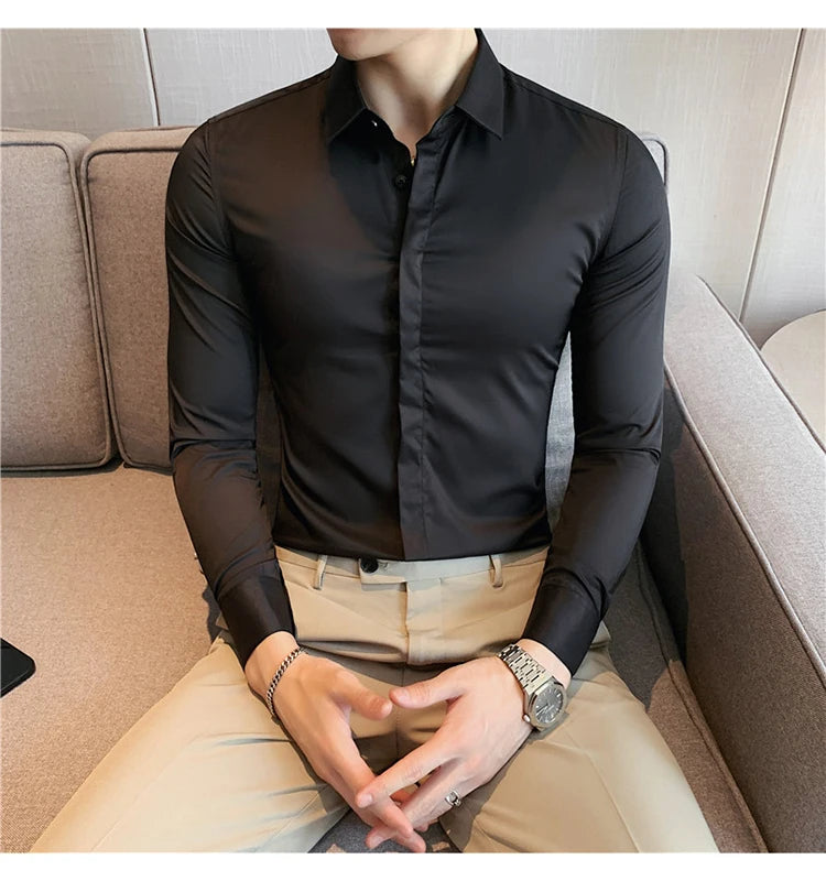 Chemise ML Homme Slim Uni Luxe