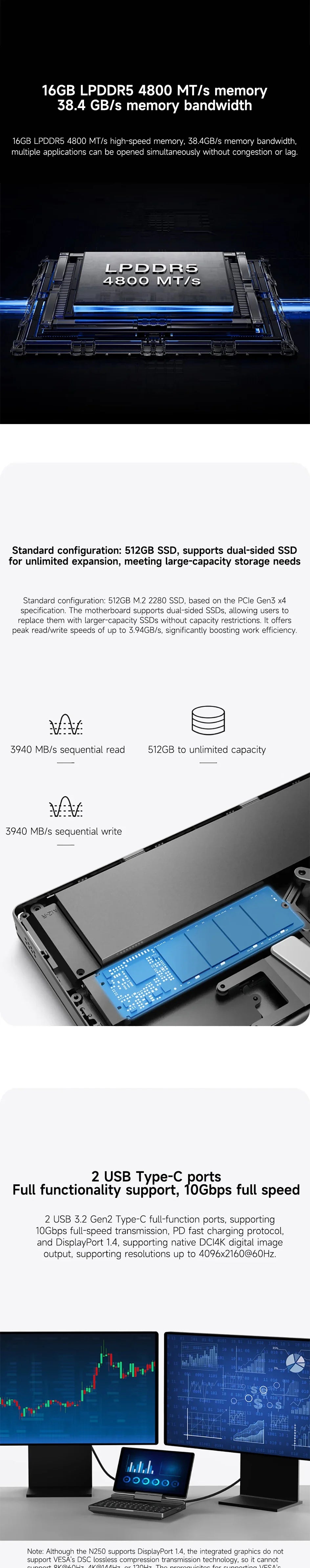 GPD Micro PC 2 Handheld Mini Notebook 7 Inch Touch Screen N300 16GB RAM 512GB SSD Windows 11 Portable Palm Size Laptop