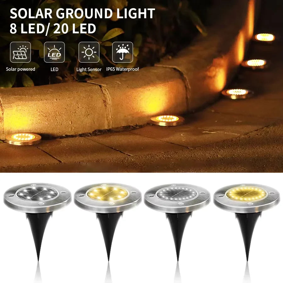 Lampe Solaire Disque LED Extérieur Jardin