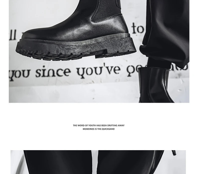 2025 Spring New Chelsea Men's Boots Platform Elevating Shoes, Men's Anti-slip Wear-resistant Outdoor Boots
