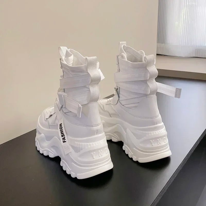 Women's Boots Platform Luxury Designer Shoes for Women  Lace Up Chunky Shoes Breathable Comfort  Ankle Boots Botas De Mujer