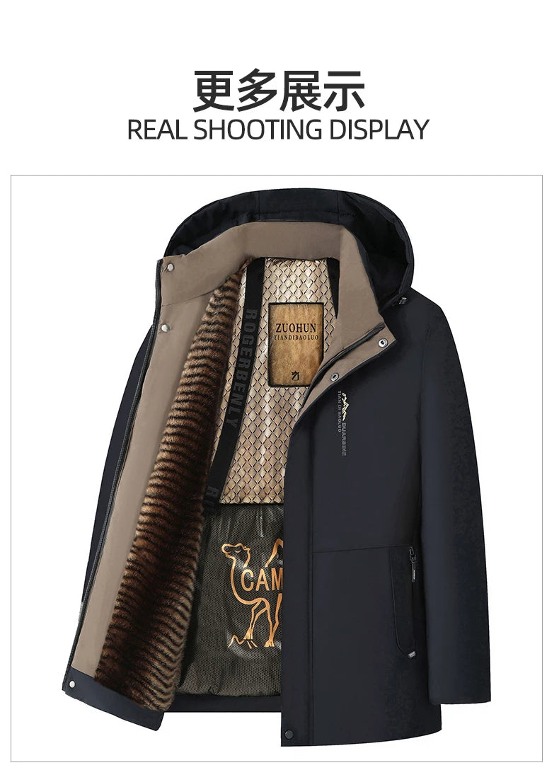 Parka Luxe Fleece Camel Homme Hiver