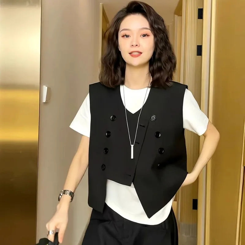 Vests Women Spring Simple Design Elegant Tender All-match Daily British Style Classic Creativity Stylish V-neck Y2k Outwear Cozy