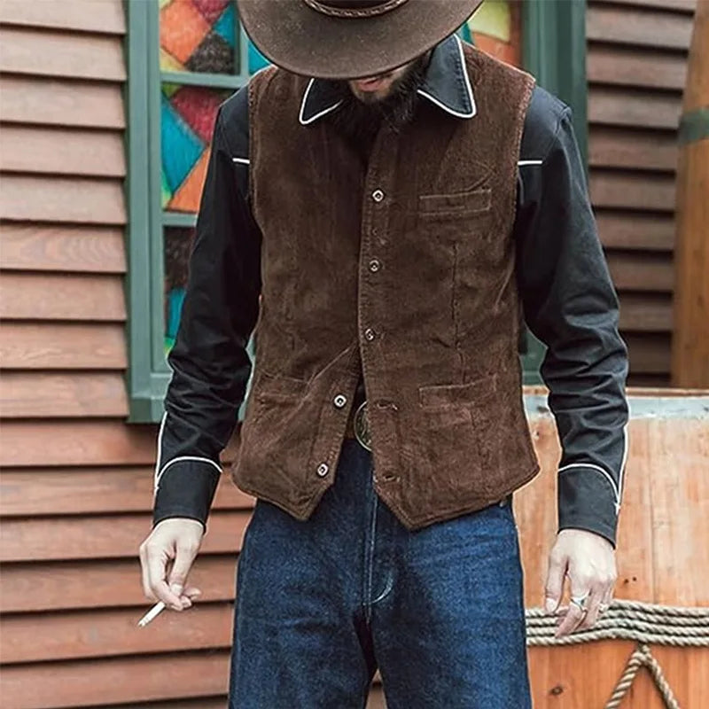2026 Men's Retro Vest British Style Workwear Corduroy Vestes Casual Coat Single Breasted Sleeveless Jacket for Men Formal Vest