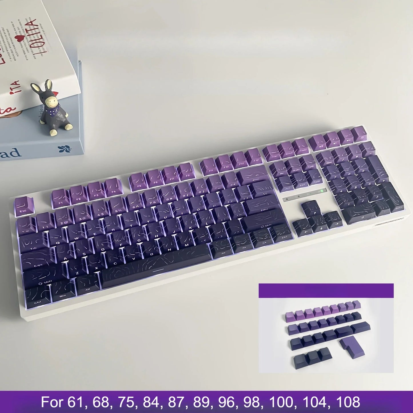 Red Contour Side Printed Shine Through Keycaps Cherry Profile Double Shot PBT Keycap for Gateron MX Switches Mechanical Keyboard