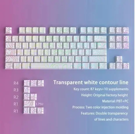 Red Contour Side Printed Shine Through Keycaps Cherry Profile Double Shot PBT Keycap for Gateron MX Switches Mechanical Keyboard