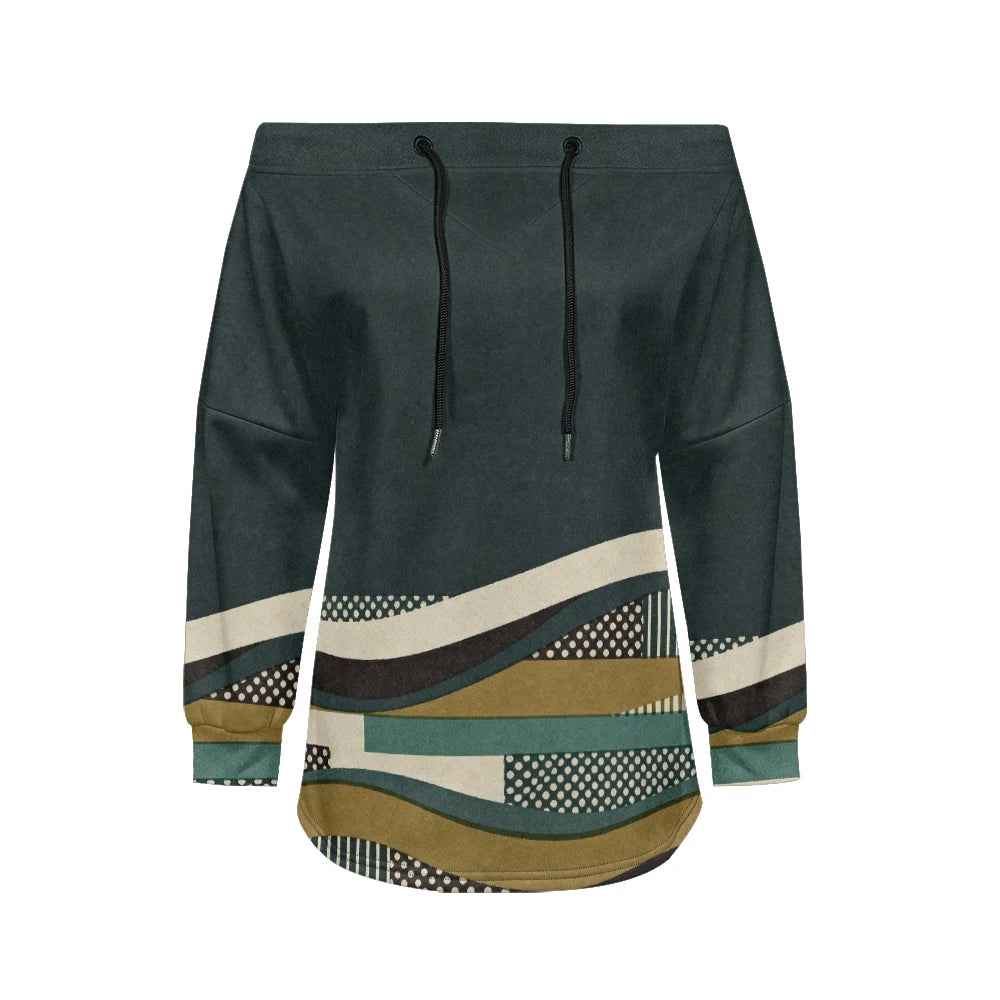 Sweat Off-Shoulder - Motifs Rayures & Pois